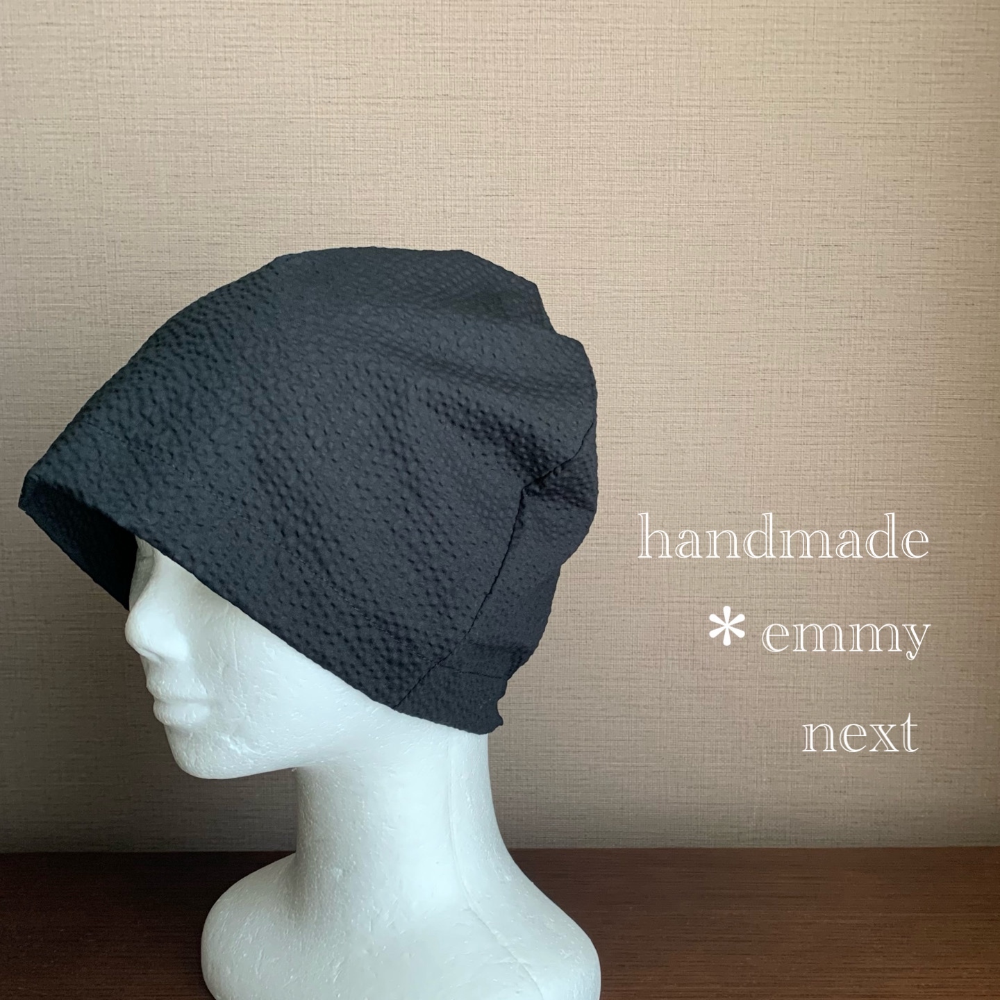 送料無料＊handmadeダブルガーゼ帽子〈camelliaグレー〉かわいい