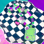💟パープル×グリーンのビーズネックレス💚