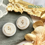 4個＊22㎜ アンティークボタン ヴィンテージボタン 花ボタン フラワーボタン バラ ホワイト 白