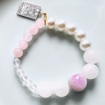 j様専用🌼天然石 *le jardin des amoureux* 🩷 クンツァイト ローズクォーツ 翡翠 ブレスレット ➕キーチャーム