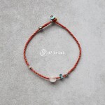 古代水晶 × ターコイズ　ストリング ブレスレット　ジャストサイズ / サイズオーダー　＊ オレンジ
