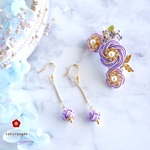 【イヤーカフセット】⌘梅玉⌘    水引アクセサリー　水引ピアス＋イヤーカフ　水引イヤリング＋イヤーカフ