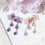 《全2色》紫陽花 と 揺れるチェコドロップ ビジュー ピアス/イヤリング