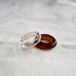 [2個セット]  秋色ブラウン ダブルガラス リング  clear glass ring