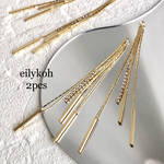 【再販】2個/18KGP ゴールド　ビジュー付き バーロングチャーム　CH248G