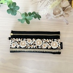 【刺繍リボン】ブラック帆布ペンケース③★小物 メガネケース メイクポーチ
