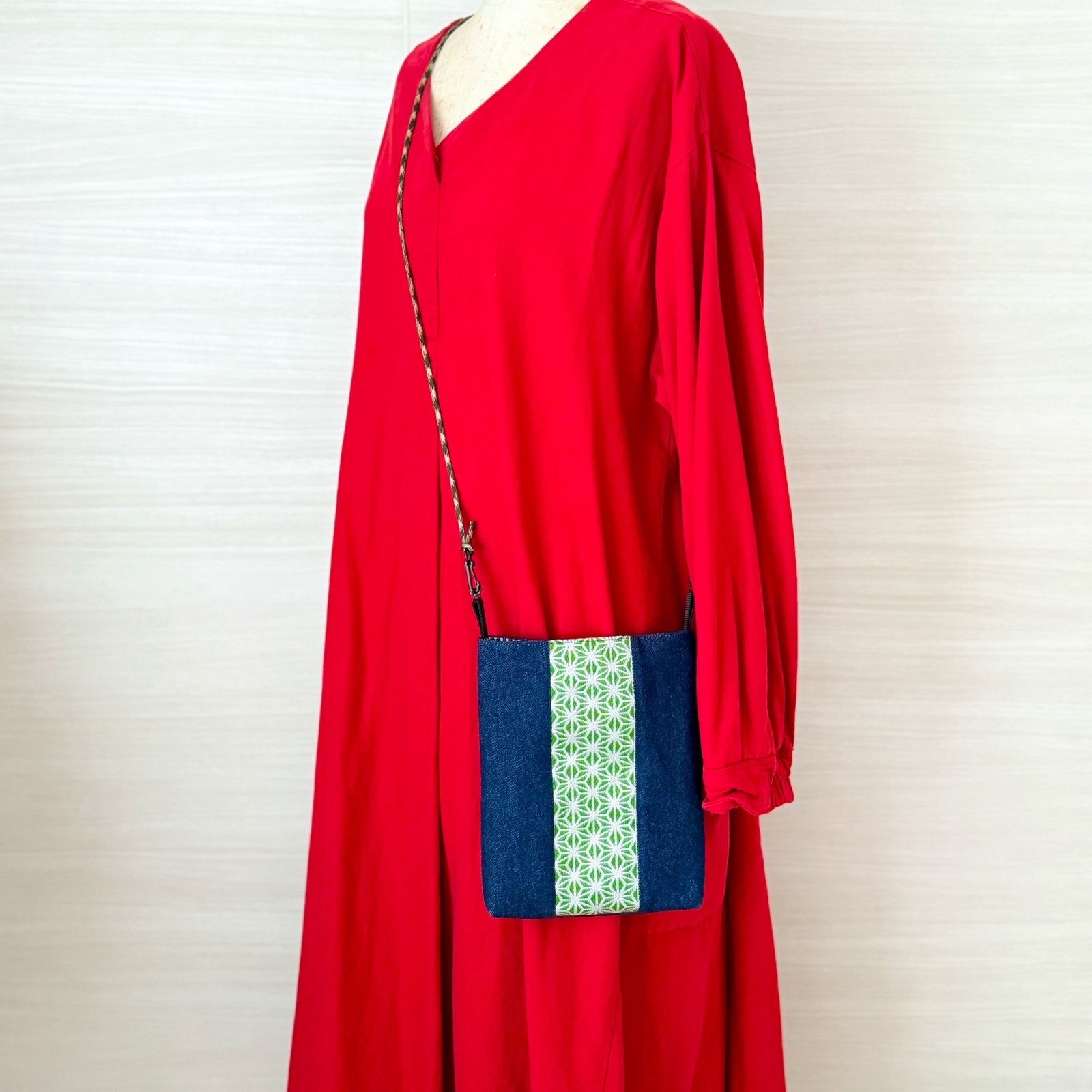 倉敷 畳縁 和柄デニムスマホポシェット｜敬老の日｜サコッシュ