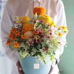 ビタミンカラーの花束植え。エコファームスポット
