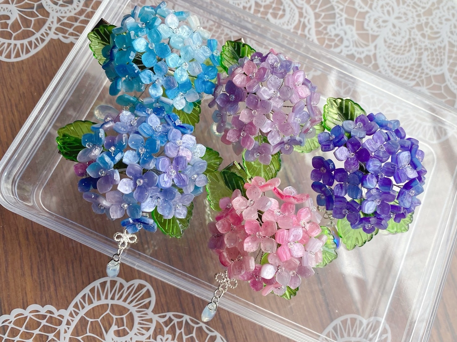 紫陽花の花手水 選べる色の立体ヘアクリップ - メノ工房 GALLERY