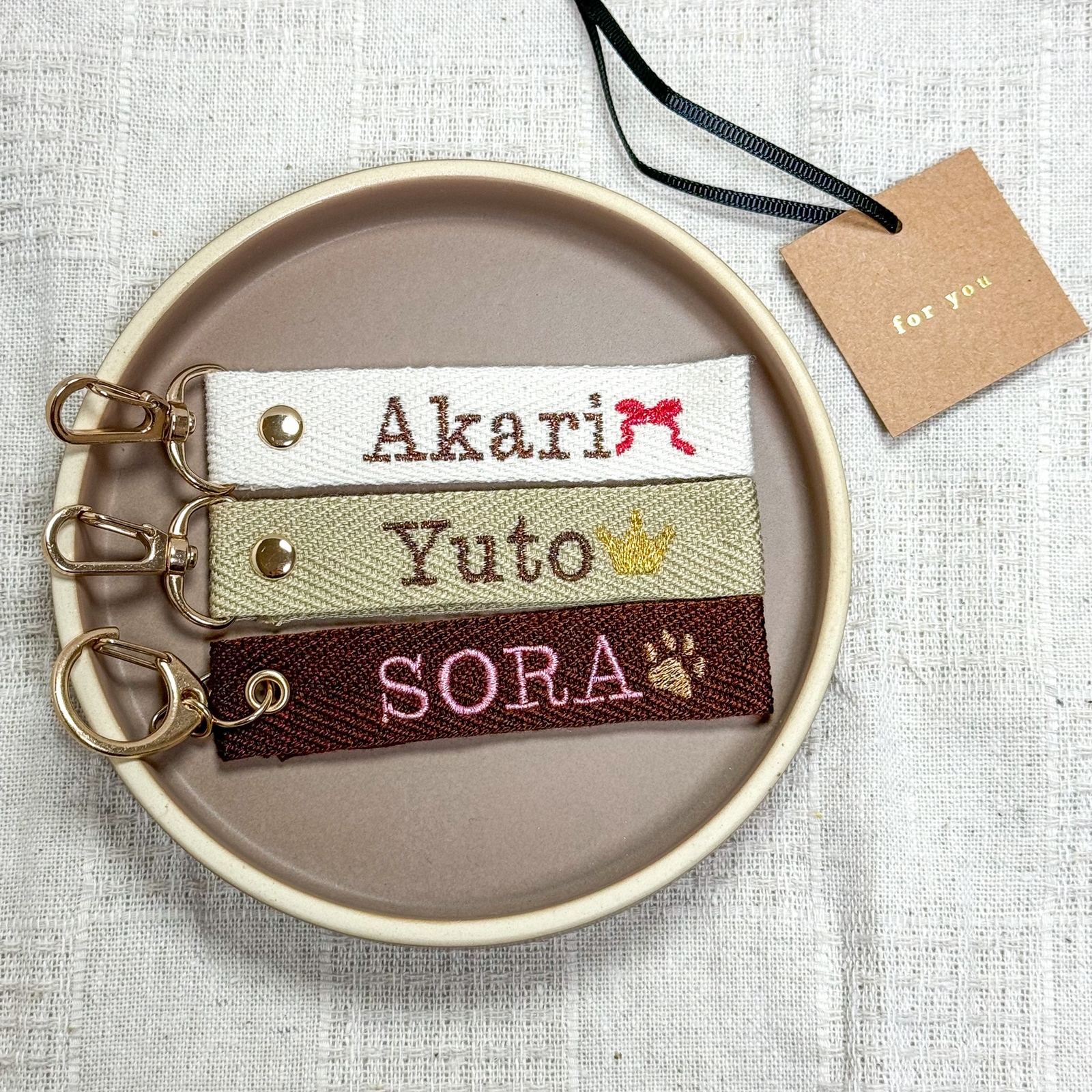 ⭐︎ラメ糸刺繍⭐︎ネームタグ名前タグ名前ストラップ名前