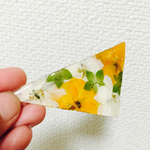 三角押し花バレッタ オレンジ