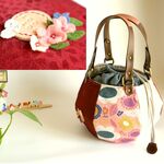 ”彩り花の風船【和】バッグ”2ＷＡＹ　/Mサイズ/20.5ｃｍくし