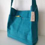 ななめ掛けできるショルダーバッグ（11号帆布、ナイルブルー)