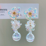 aurora flower イヤリング𖧷オーロラフラワーやガラスドームが煌めく夏にぴったりのイヤリング𖧷