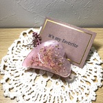 ハンドメイド　レジン　バンスクリップ　花　ピンク　夏　NO.66