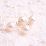 2way 6mm　パール一粒ピアス　6mmキャッチ