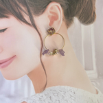 花びらフープピアス✨黄色と紫色