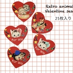  No.022◆ハートシール◆レトロアニマル25枚