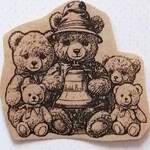 305 並んだ テディベア ファミリー ハンコ ヴィンテージ アンティーク ハンコ スタンプ ゴム印 ラッピング  熊 くま クマ  ぬいぐるみ 集合 