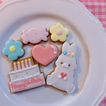 [定番商品]♡うさぎとお花と苺のアイシングクッキーセット♡(メッセージ入れ可能)お誕生日やお祝いに