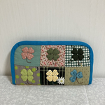 パッチワーク長財布、キルト長財布、長財布　パッチワークキルト小物、ハンドメイド長財布、プレゼント、クローバー🍀柄お財布、猫柄お財布、ハンドメイド小物、ハンドメイド、財布