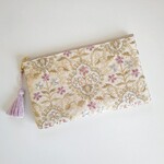 インド刺繍＊フラットポーチ　　プレゼント　母子手帳ポーチ