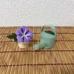 ちりめん細工:夏の飾り(朝顔とカラフルじょうろ)