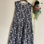 🉐Summer flower💠ノースリーブ切替ワンピース👗~Blue~