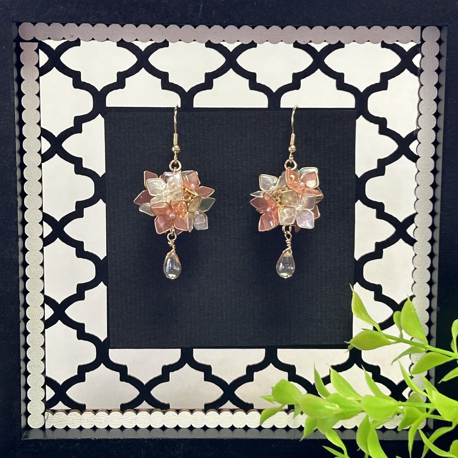 凌霄花(ノウゼンカズラ)ディップアート　ピアスorイヤリング 9bc4a1cc5ac2f592c695d8ced9aaa4