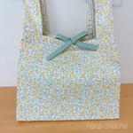 コンビニエコバッグ＊エコバッグ＊サブバック＊小花柄＊イエロー