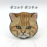 漁港猫の刺繍ポニーフック(金目、茶トラ)