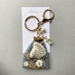 インド刺繍リボンとすずらんのバッグチャーム