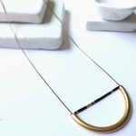 Half Moon Tube Necklace - Matte Black x Gold