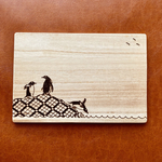 ペンギン3 木製カフェトレイ＊ウッドバーニング＊