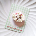クリームわんこのブローチ（ピンク）