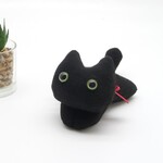 ねこクリップ（ねこばさみ）　黒ねこ　緑目　グリーンアイ