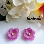 送料無料 新色☆カシスフロート紫陽花ピアス♡ノンホール