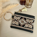 インド刺繍ポーチ　丸カラビナ付き