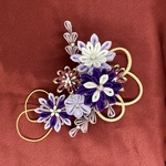 433 ☆ハンドメイド☆つまみ細工髪飾り【萩重】☆バレッタ付き