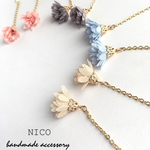 やわらかお花シフォンタッセルピアス&イヤリング