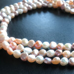 #445 天然色♡バロックパール【1連35㌢】7.5㍉　マルチカラー　パステル　淡水真珠　フラットバロック　
