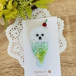 💚🐻‍❄️ビションクリームソーダのブローチ🍒💚