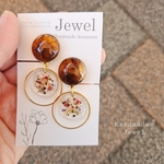 べっ甲と押し花のピアス&イヤリング