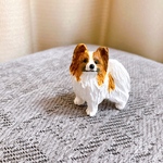 パピヨン　ミニチュア　犬　フィギュア　置物　オブジェ　粘土
