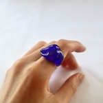 lapis lazuli   ガラス リング  clear glass ring