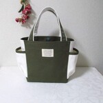 yuka00524様ご注文のトート♡　カーキ色×オフホワイト（二重仕立て）
