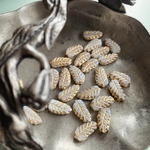 【6コセット】JIRI＊IVANA#czech beads#チェコビーズ　翅のようなleaf15✖️7㍉ white/bronze