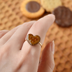 ハート クッキー - チョコレート -　＊ 陶器 リング フリーサイズ