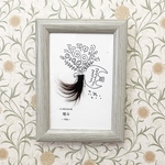 【台紙のみ／線画】ファーストヘアカットアート　選べるデザイン　鳥　花　北欧　北欧風　胎毛　赤ちゃん　ベビー　ファーストカット　ファーストカットアート