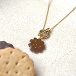 フリル クッキー - チョコレート -　　＊ 陶器 ネックレス サージカルステンレス